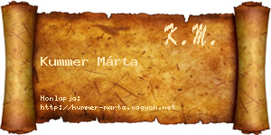 Kummer Márta névjegykártya